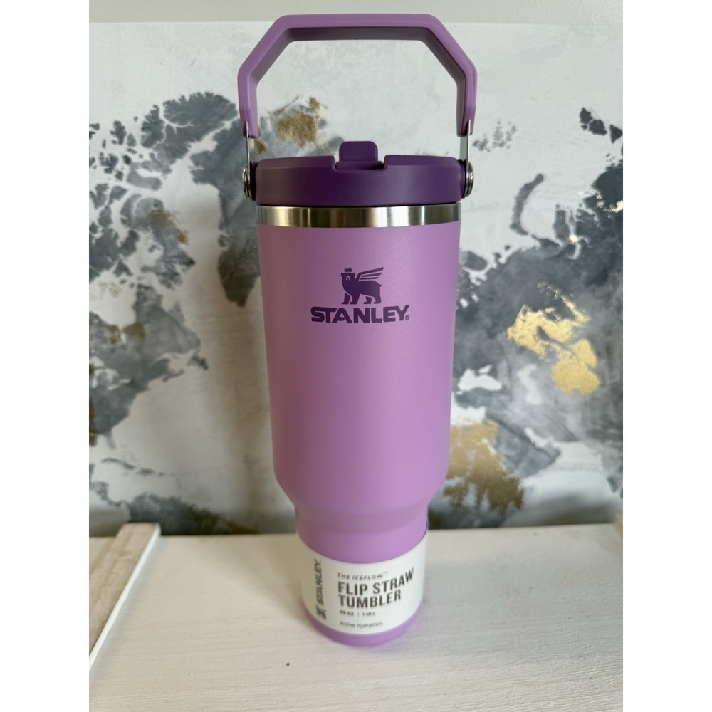 NEW Stanley 40 oz IceFlow Flip Straw Tumbler Cup Lilac Purple Handle Bottle - Picture 6 of 9
